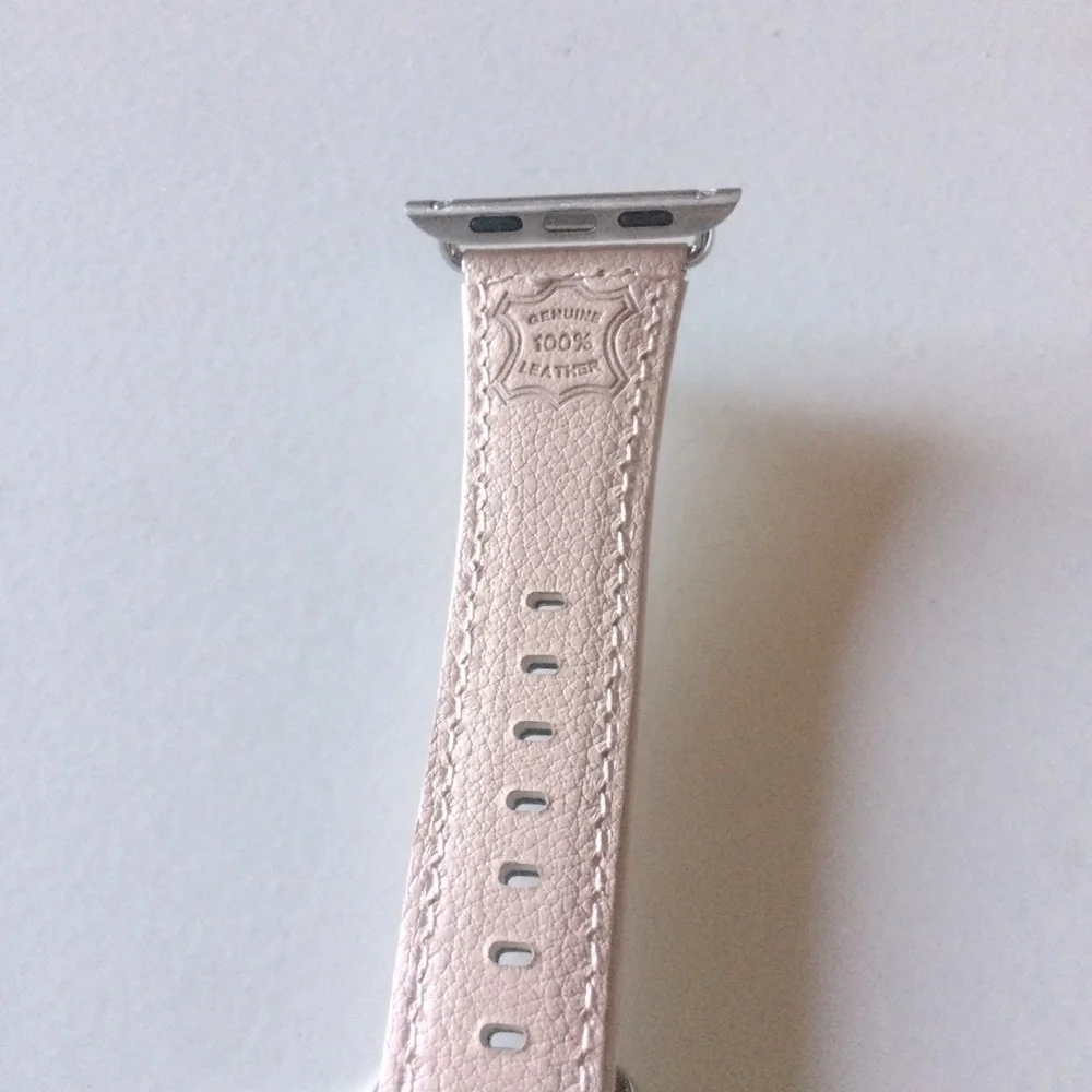 SARINA WOMENS ROSE BEIGE LEATHER APPLE WATCH STRAP 38mm 40mm NWT
